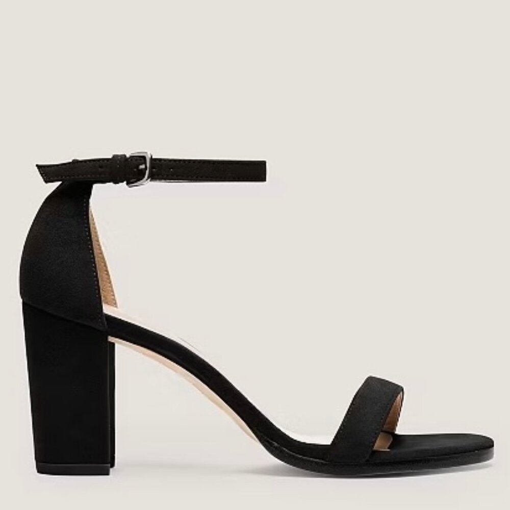 ✨ Stuart Weitzman Simple Sandals – Black Suede – Size 6.5 (36.5 EU) ✨